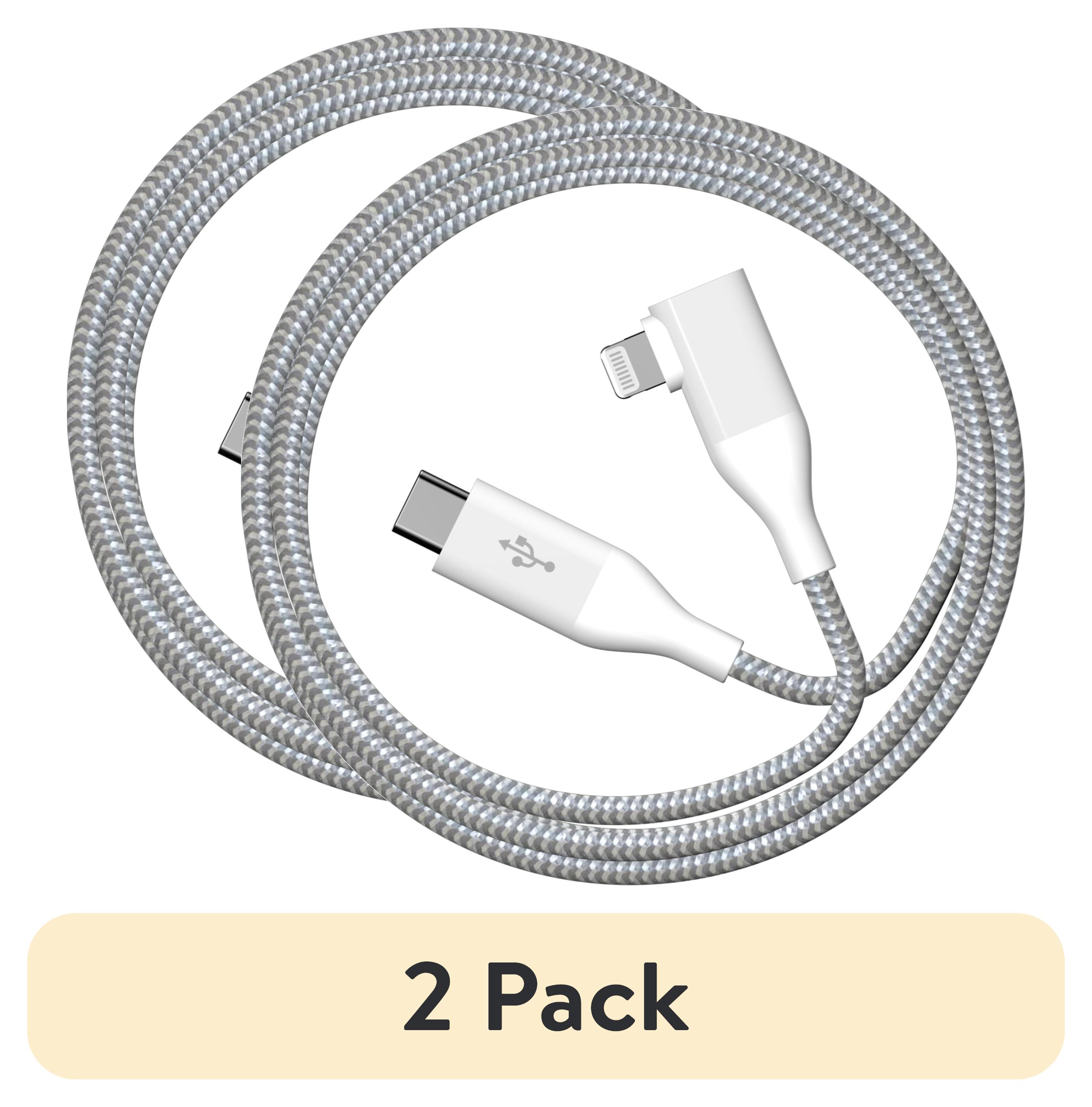 (2 pack) Auto Drive LXMF026 6 ft 90° USB-C to Lightning Cable Single Piece, White
