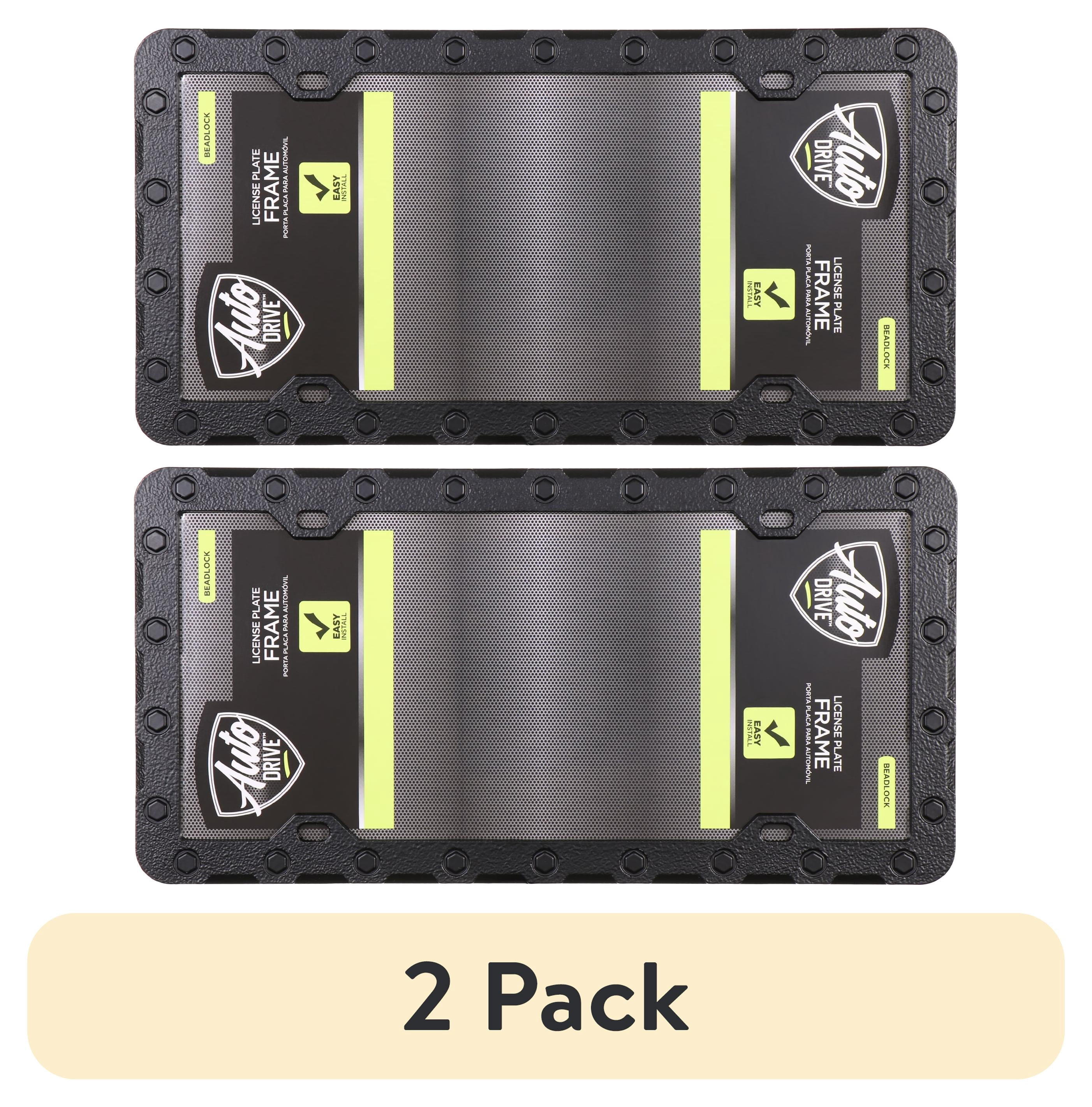 (2 pack) Auto Drive License Plate Frame, Black Beadlock, Universal Fit ...