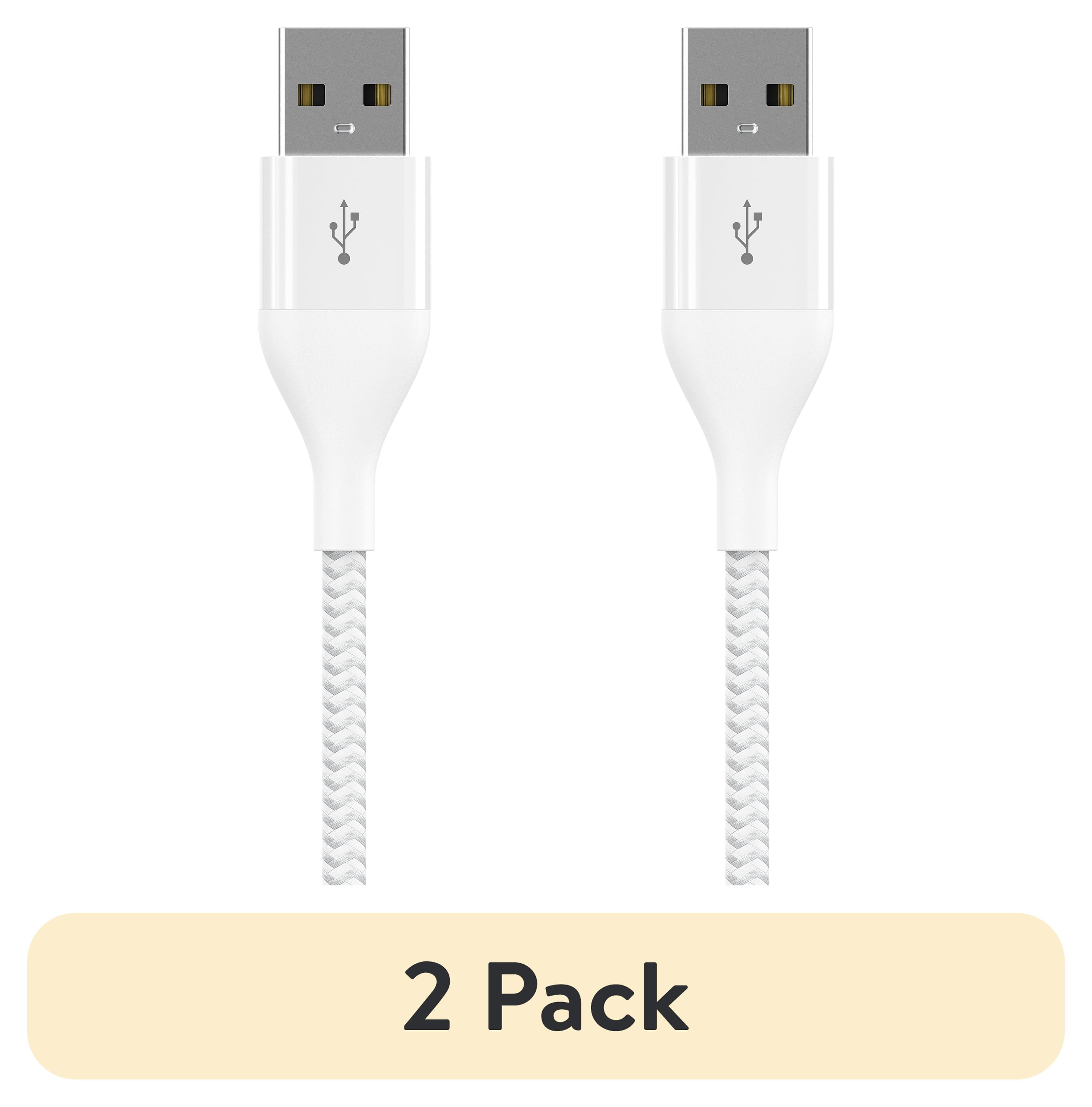 (2 pack) Auto Drive Lightning to USB-C & USB-A (2 Pack), 6ft, Charging & Data Sync Cables, MFI Certified, Braided, White