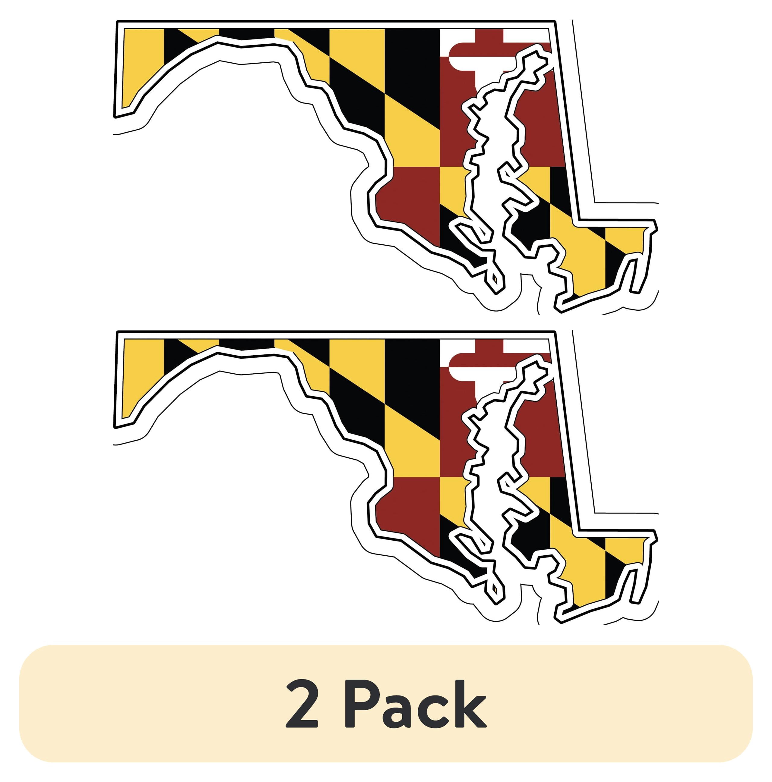 (2 pack) Auto Drive Maryland State Vinyl Automotive Decal, Multicolor, 6.75” x 4”