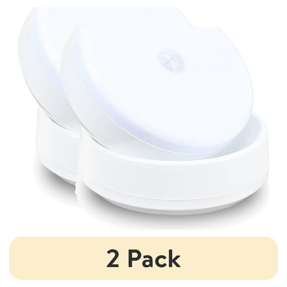 (2 pack) Auto Drive Motion Sensor Plastic LED Puck Light,Rechargeable Battery, Ultra Bright, White