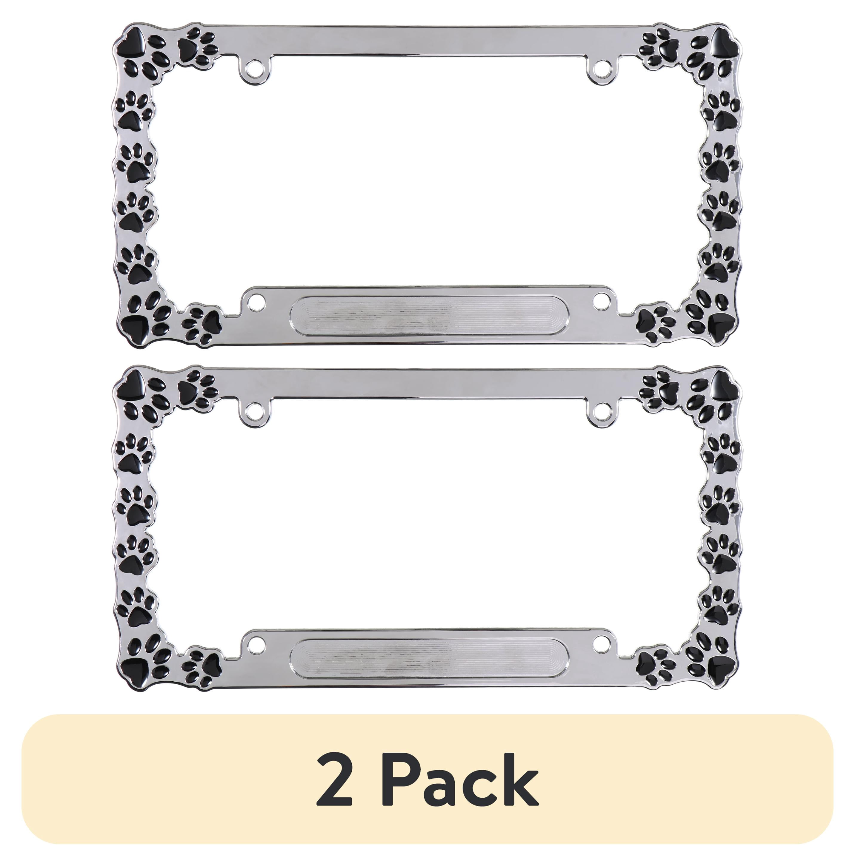 (2 pack) Auto Drive Paw Print Automotive Metal License Plate Frame ...