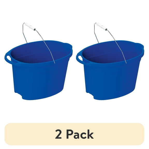 (2 pack) Auto Drive  Plastic 12-Quart Oval Bucket, Blue