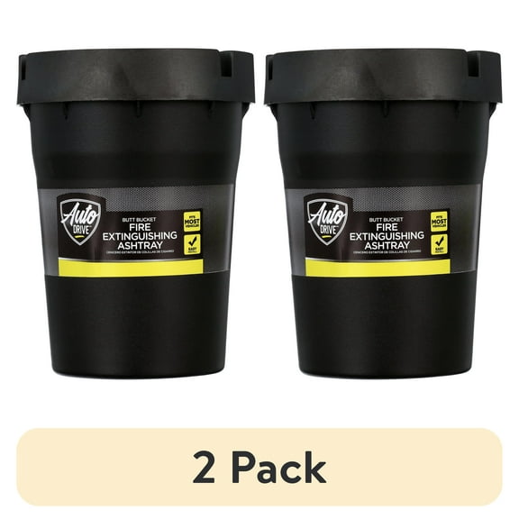 (2 pack) Auto Drive Portable Car, Truck, Van, and SUV Butt Bucket Ashtray, Black