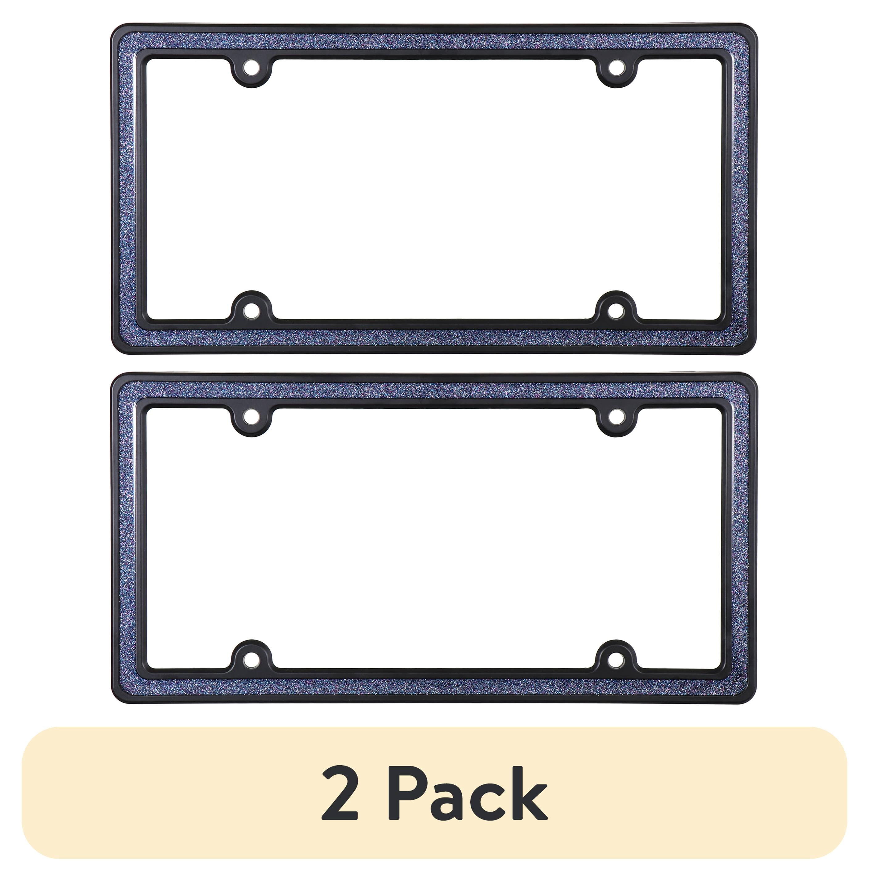(2 pack) Auto Drive Purple Galaxy Glitter Metal License Plate Frame, 92904W