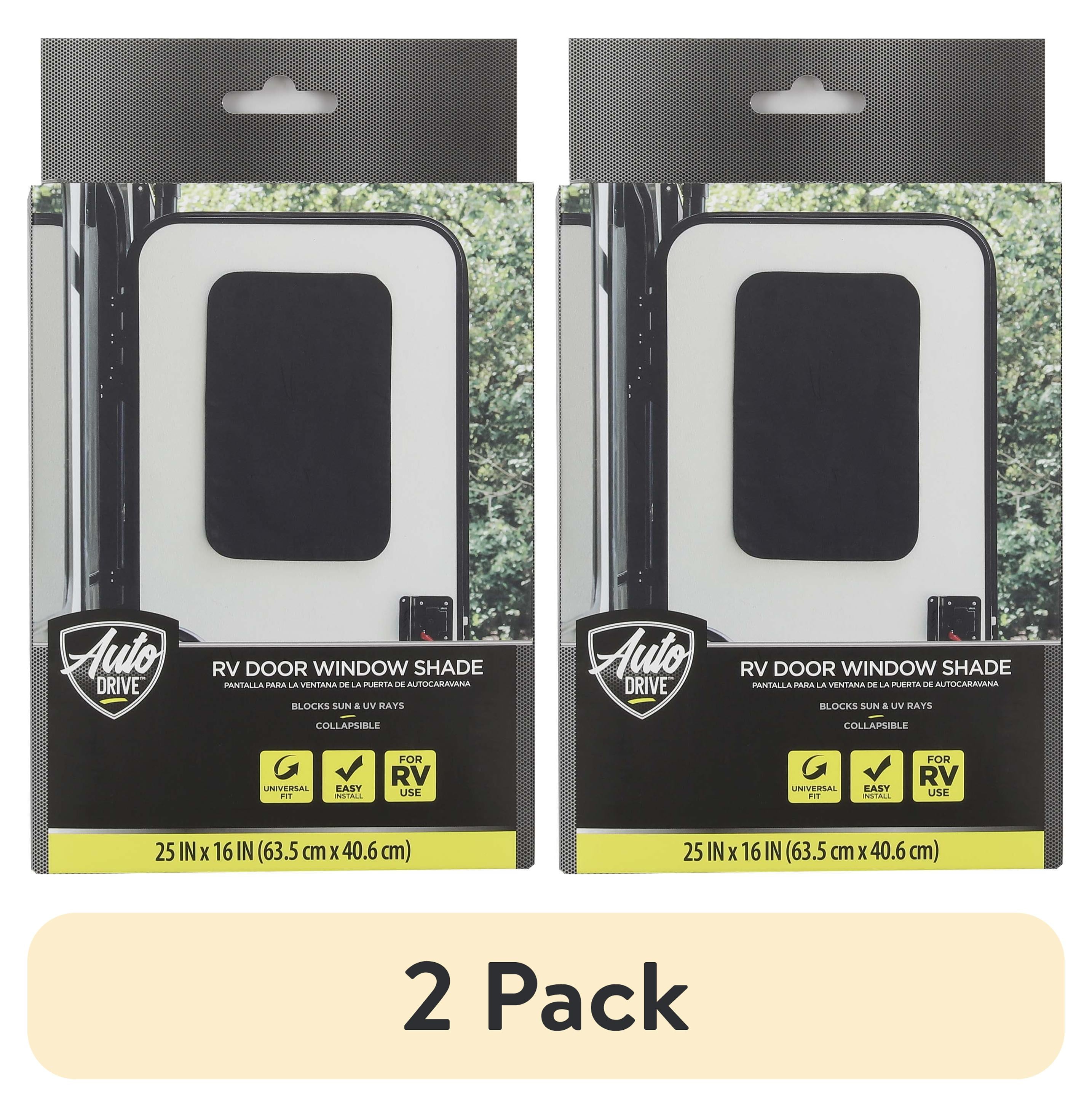 (2 pack) Auto Drive RV Door Window Shade, Black, Universal Fit, Model 88378