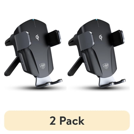 (2 pack) Auto Drive Silver Vent Mount Wireless Charger, Auto-Clamping, Compatible with Qi-Enabled Phones