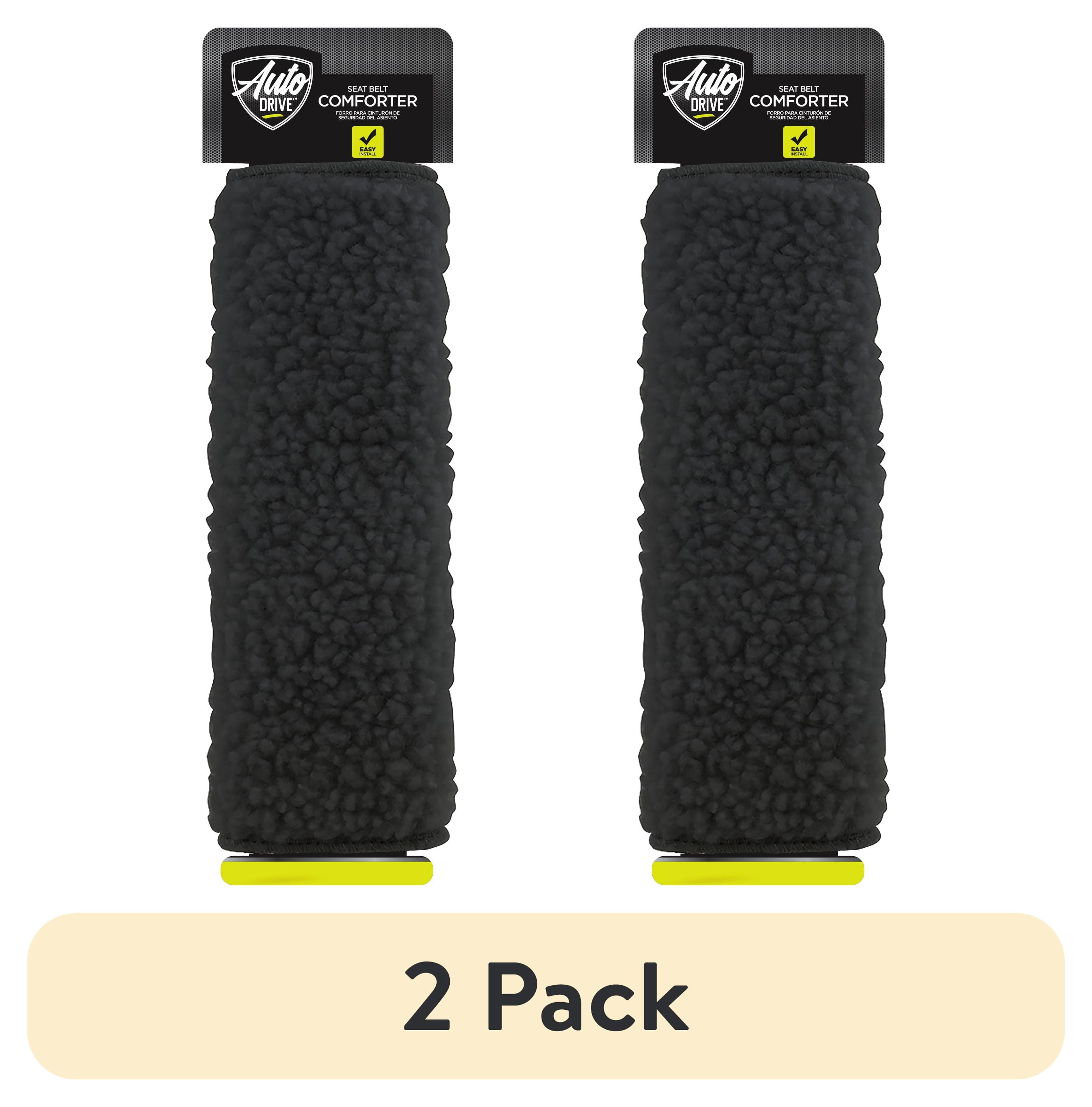 (2 pack) Auto Drive Simulated Sheepskin Seatbelt Shoulder Pad, Black