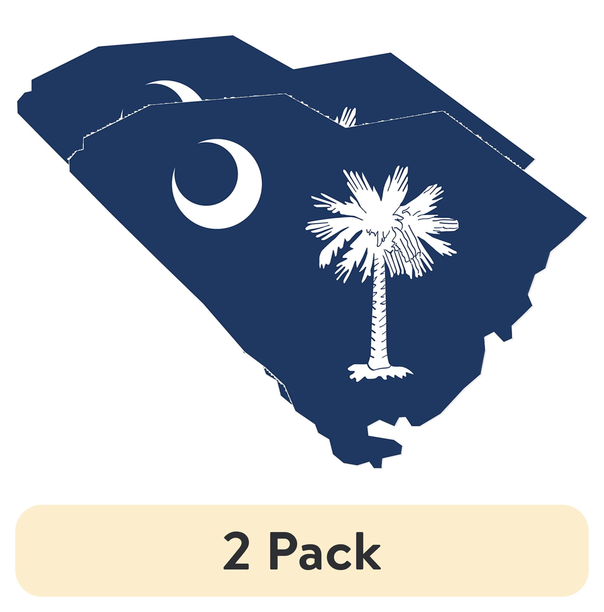 (2 pack) Auto Drive South Carolina Vinyl Auto Decal, Multicolor, 5.125” x 3.75"
