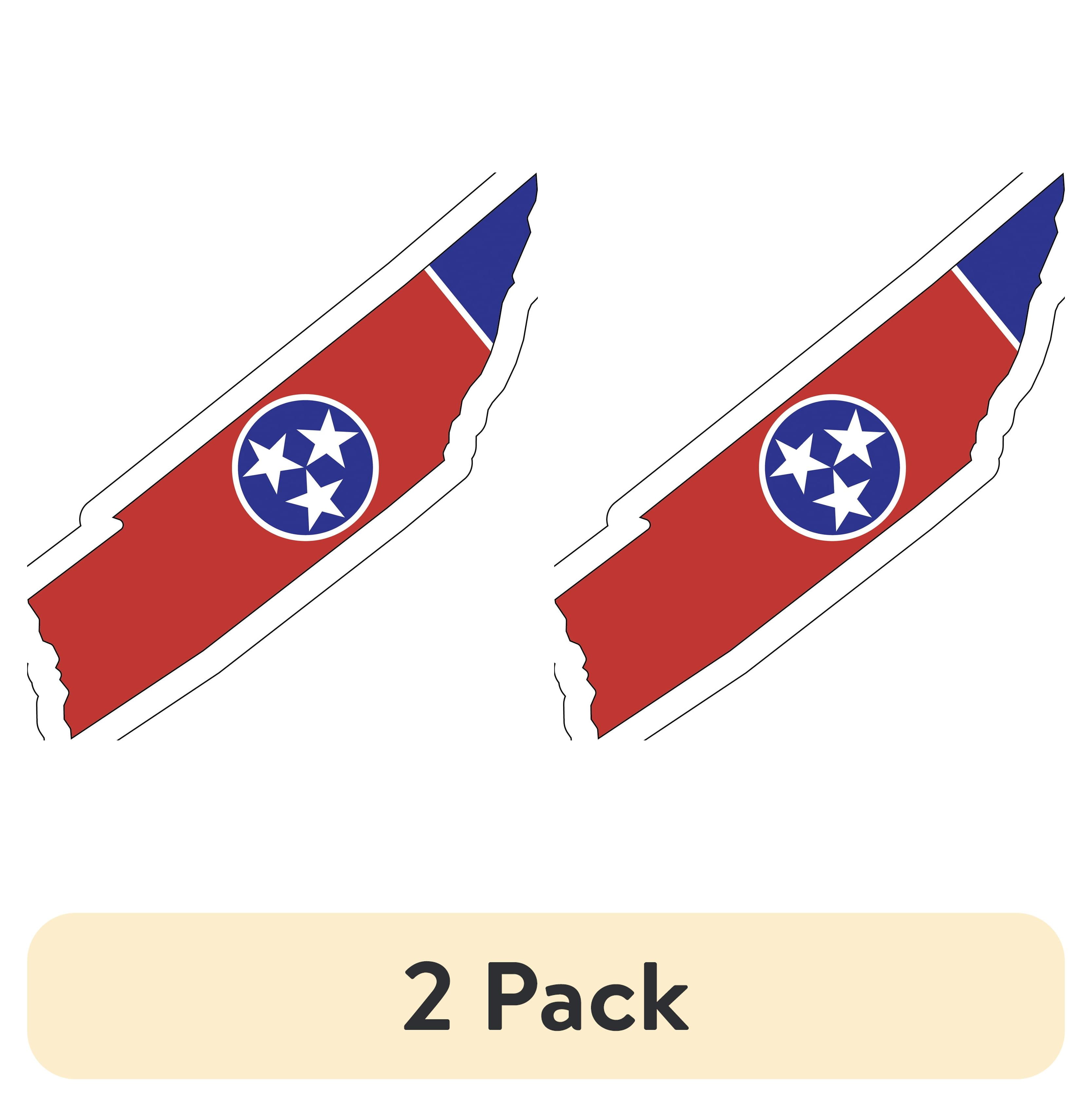 (2 pack) Auto Drive Tennessee State Vinyl Auto Decal, Multicolor, 8.75” x 2.5”