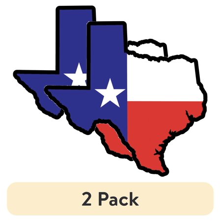 (2 pack) Auto Drive Texas State Vinyl Automotive Decal, Multicolor, 5.5” x 5”