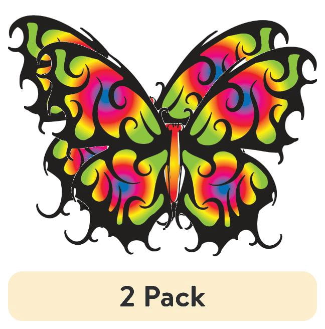 (2 pack) Auto Drive Vinyl Automotive Decal Kit, Tribal Butterfly, 4.5 in x 4.5 in, 2-Piece Set