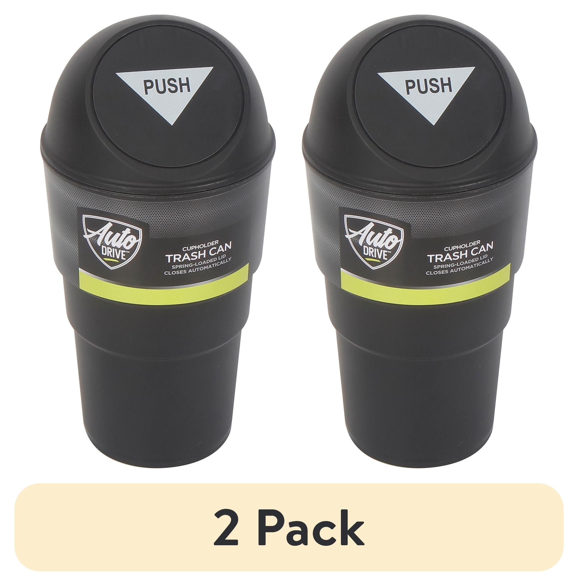 (2 pack) Auto Drive Universal Car, Truck, Van, and SUV Cup Holder Car Trash Can, Black