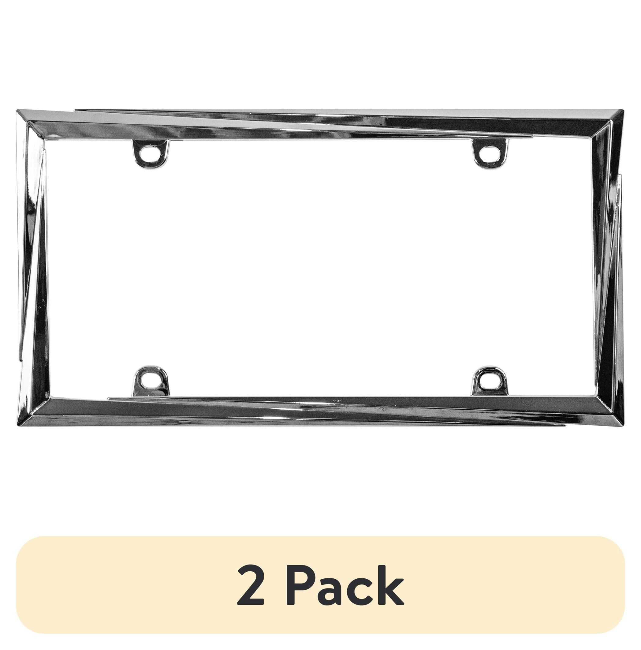 (2 pack) Auto Drive Universal Chrome License Plate Frame - Hot Rodder