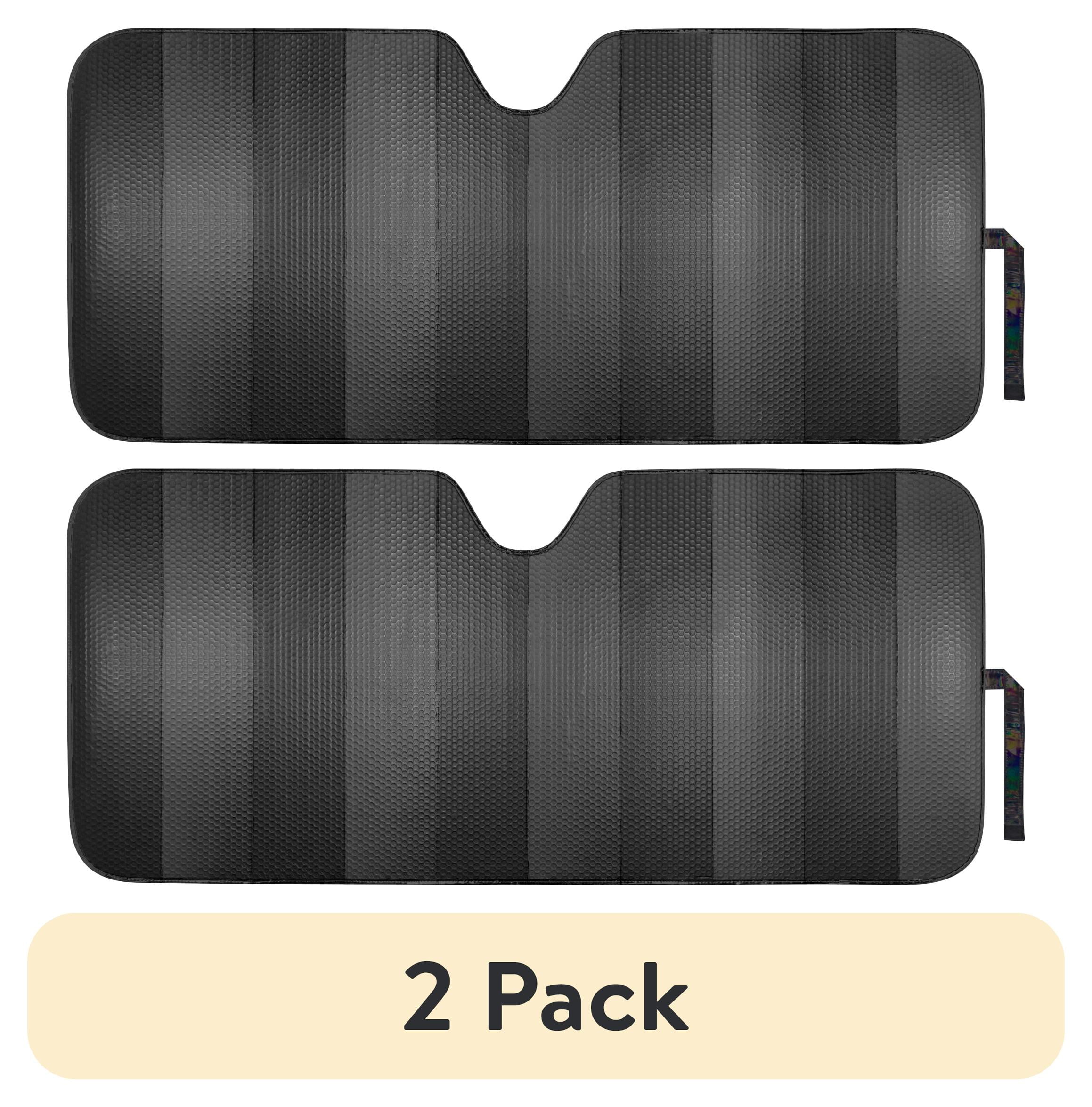 Auto Drive 2 Pack Holographic Black Accordion Sunshade 63x28.5 Car