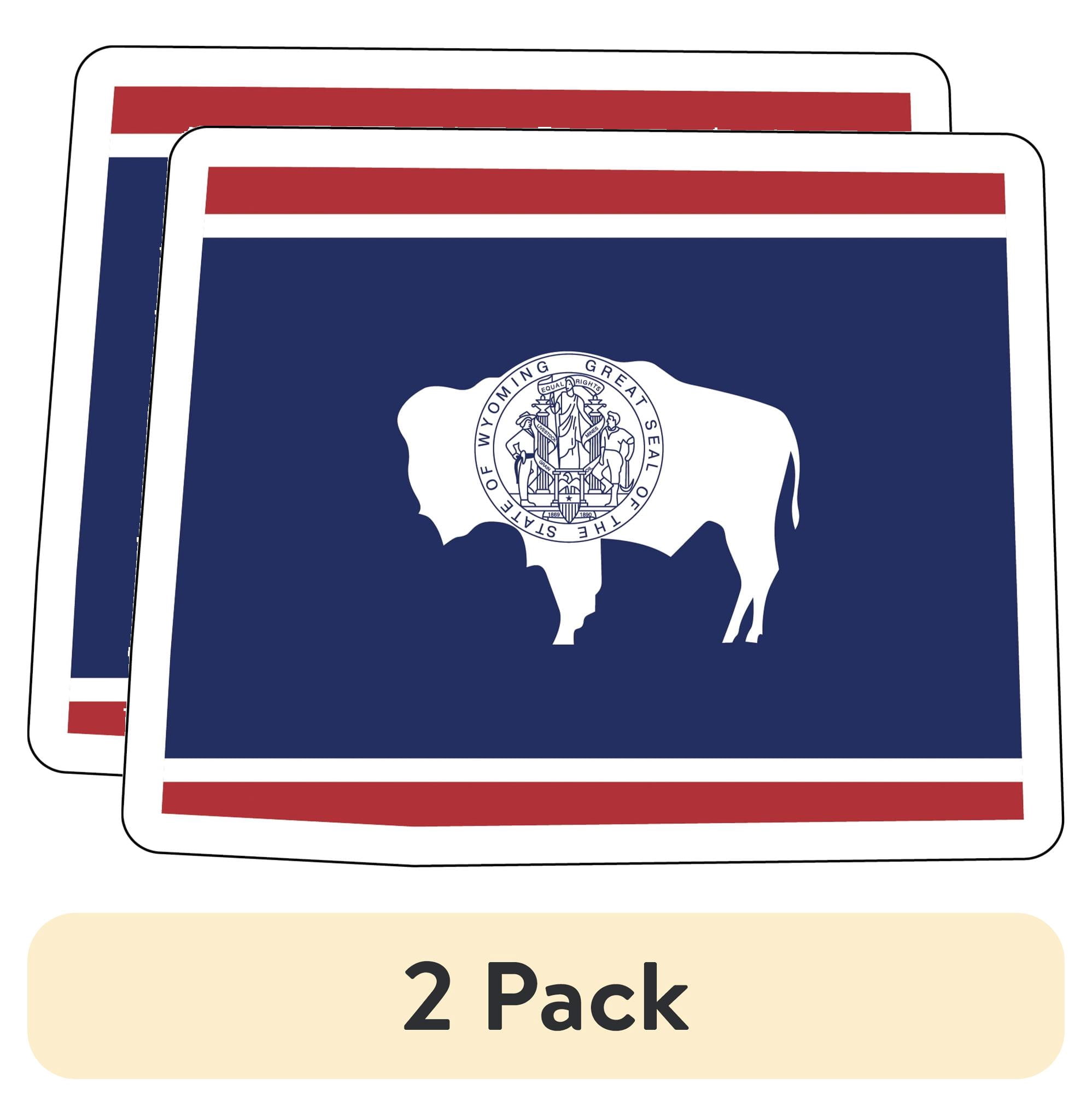 (2 pack) Auto Drive Wyoming State Vinyl Automotive Decal, Multicolor, 5.5” x 4.375”