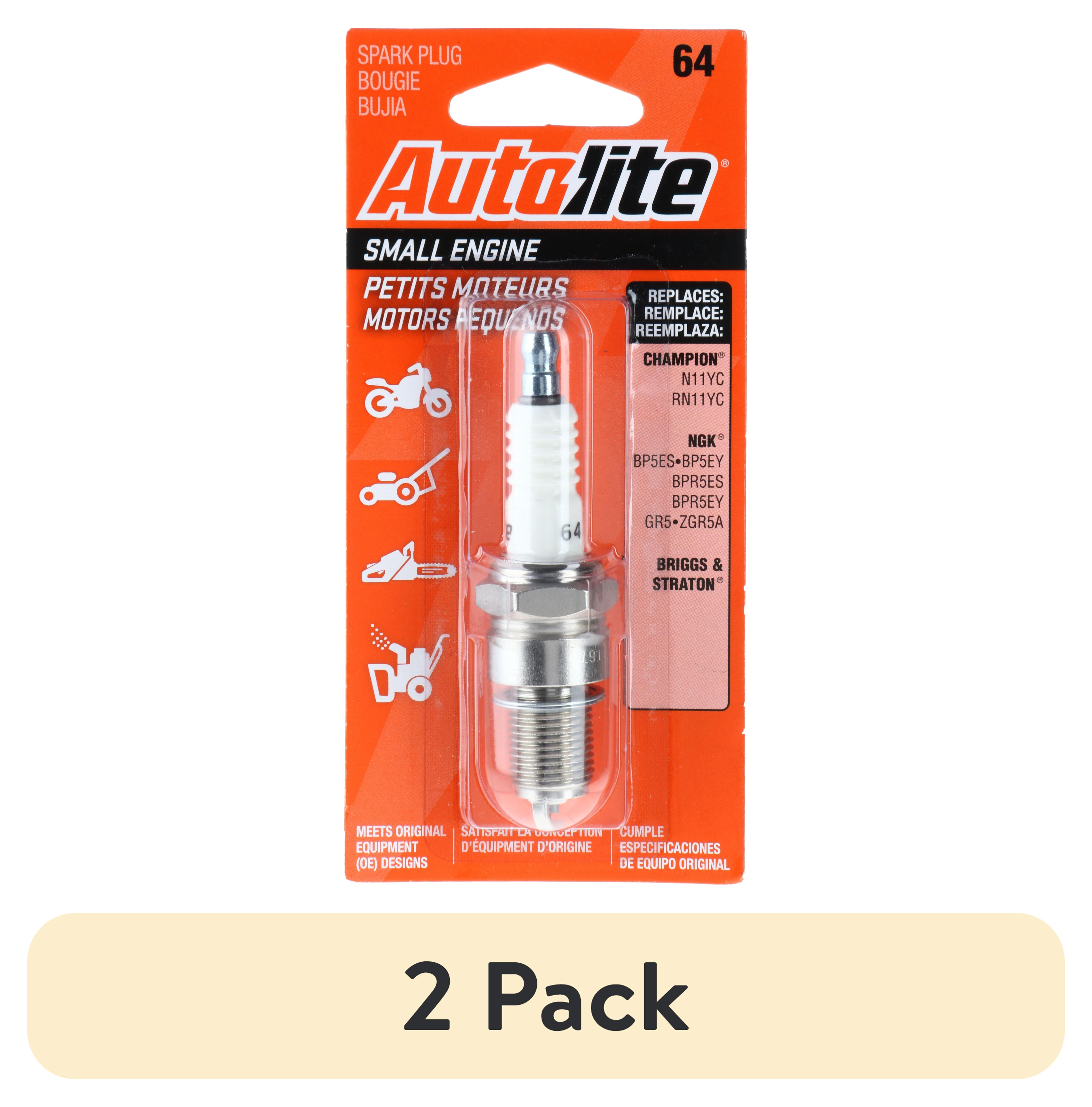 (2 pack) Autolite Small Engine Spark Plug, 64 for Select Honda Small Engine Equipment and other Power Equipment