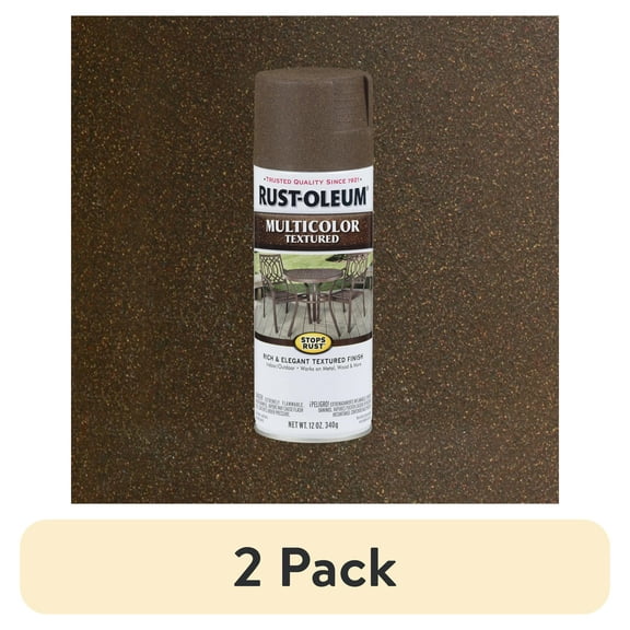 (2 pack) Autumn Brown, Rust-Oleum Stops Rust Multi-Color Textured Spray Paint-223523, 12 oz