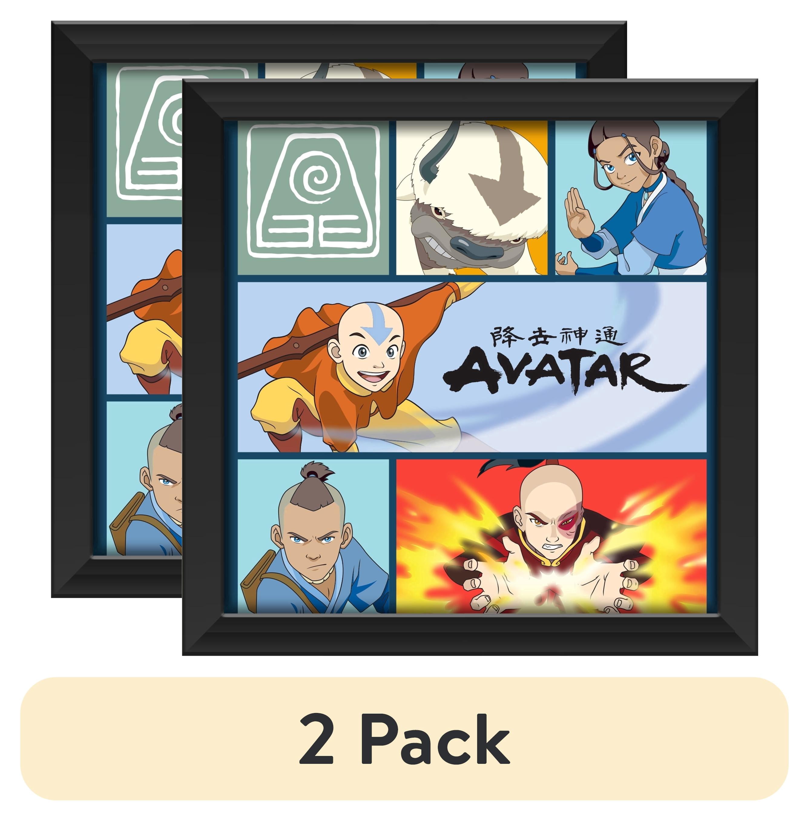 (2 pack) Silver Buffalo Avatar: The Last Airbender Character Icon Grid Gel Coat 6" x 6" Framed MDF Modern Wall Art