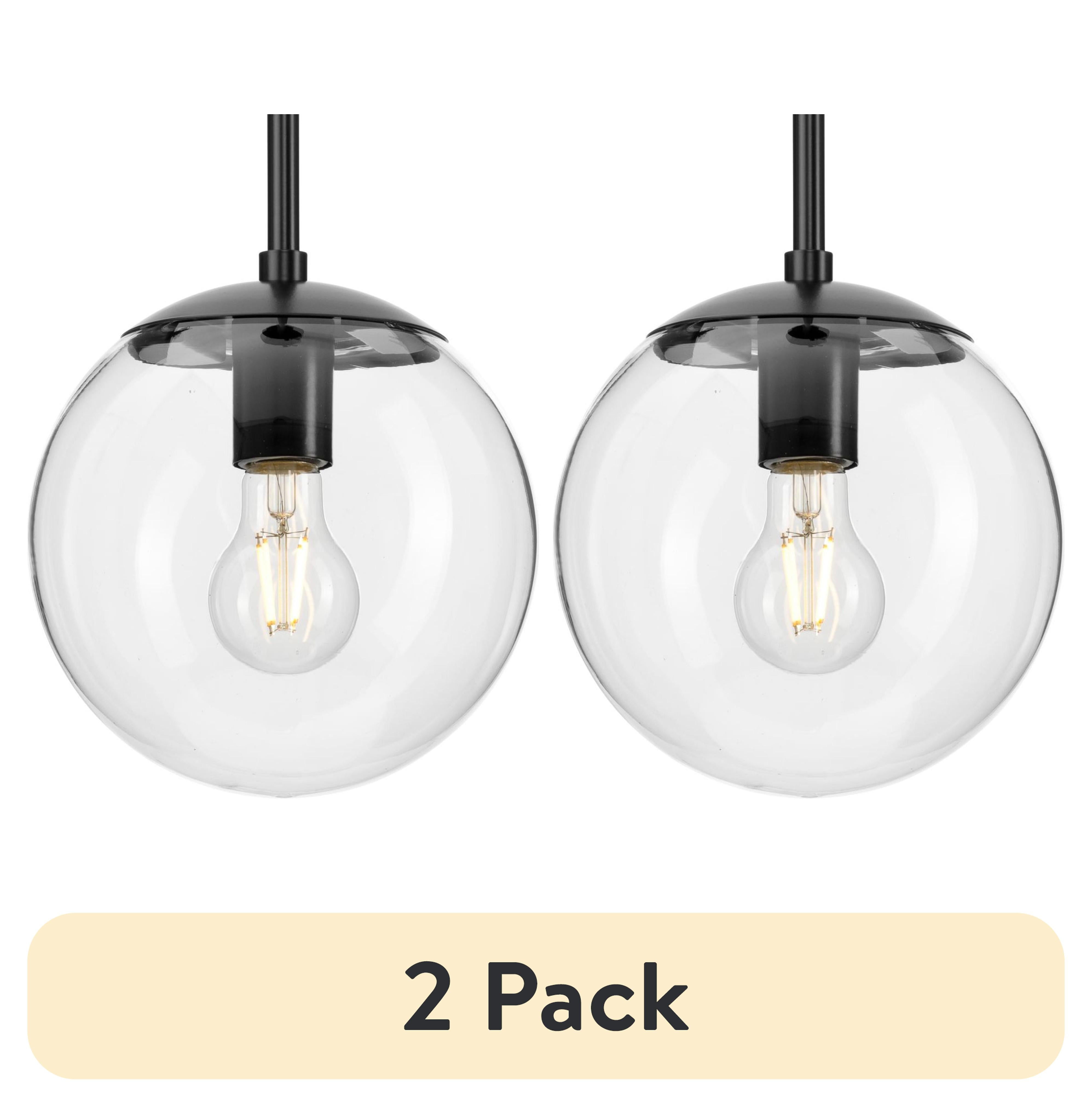 (2 pack) Avec Merrit Collection Modern Matte Black Pendant Light with Clear Glass Globe