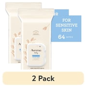2 pack Aveeno Baby All Over Baby Wipes For Sensitive Skin with Oat and Aloe, Alcohol Free & Unscented, 64 Ct