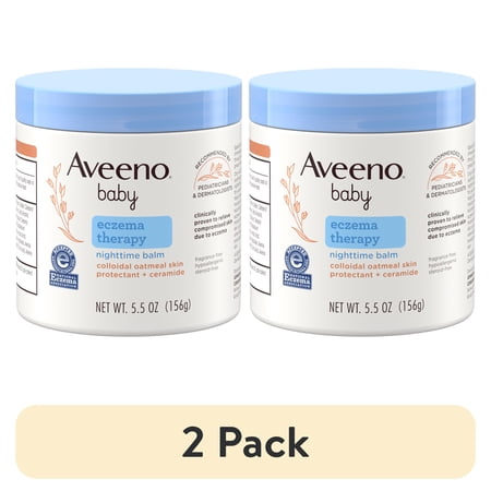 (2 pack) Aveeno Baby Eczema Therapy Nighttime Body Balm, Colloidal Oatmeal, 5.5 oz
