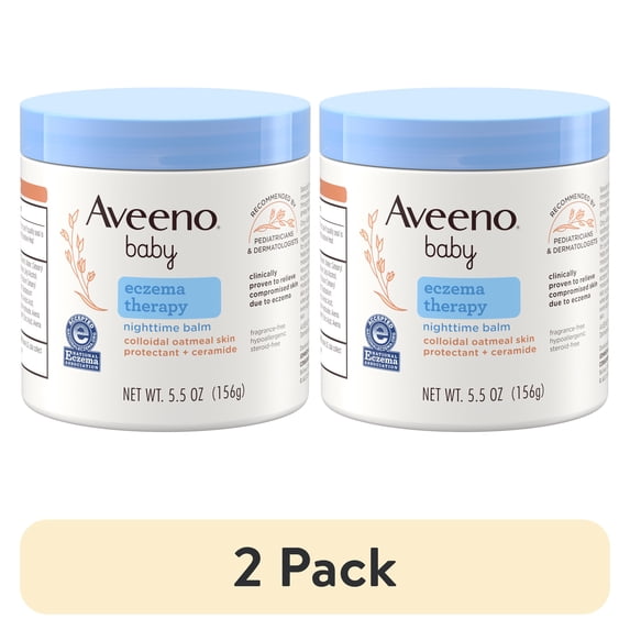 (2 pack) Aveeno Baby Eczema Therapy Nighttime Body Balm, Colloidal Oatmeal, 5.5 oz