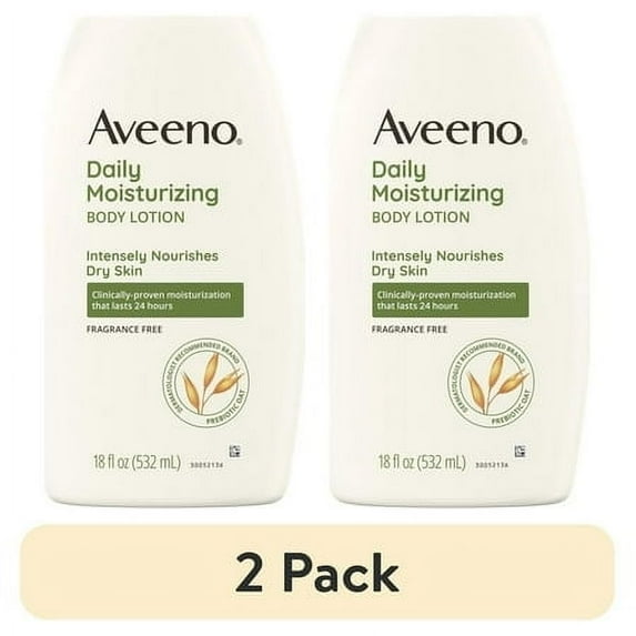 (2 pack) Aveeno Daily Moisturizing Body Lotion and Facial Moisturizer for Face, Body and Dry Skin, 18 oz