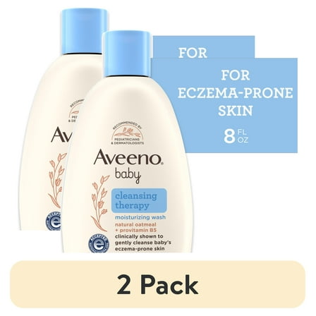 (2 pack) Aveeno Infant Baby Cleansing Therapy Moisturizing Bath Body Wash, Oatmeal, 8 oz