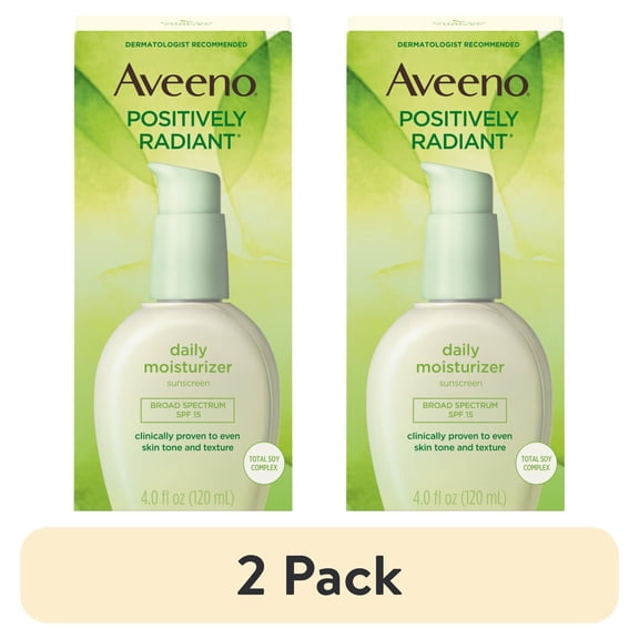 (2 pack) Aveeno Positively Radiant Daily Face Moisturizer SPF 15, Skin Care, 4 fl. oz