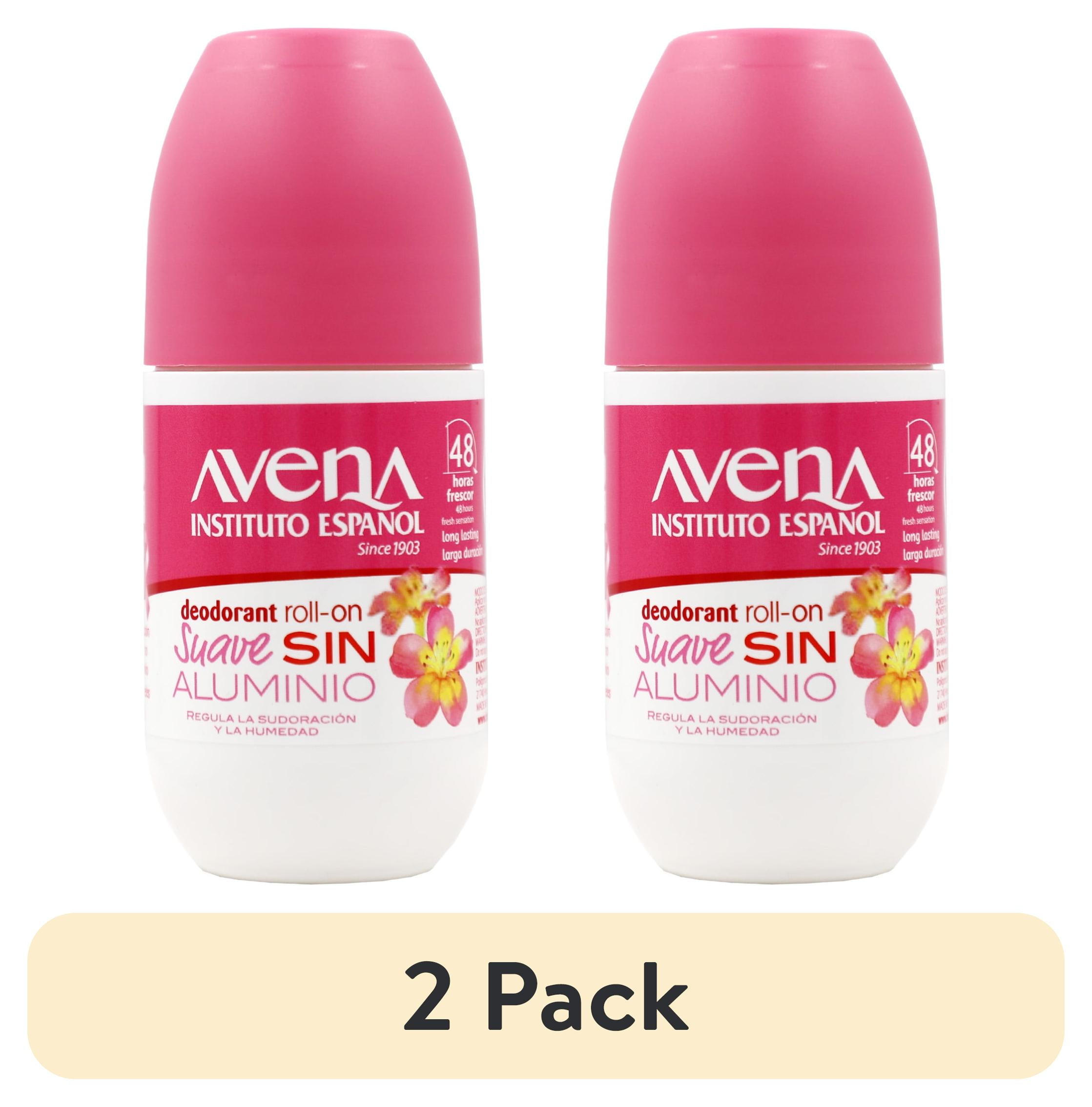 (2 pack) Avena Deodorant Roll-on Suave, Long-Lasting, Non-Alcohol. Unisex, 2.5 oz