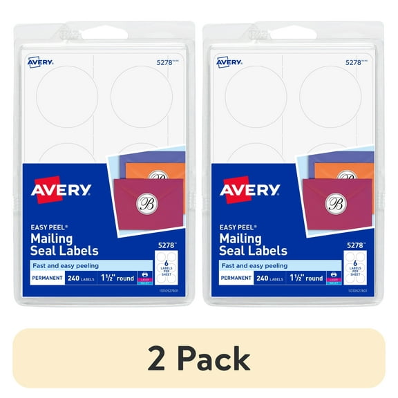 Avery 05278 1.5 in. Diameter Printable Mailing Seals - White (240/Pack)