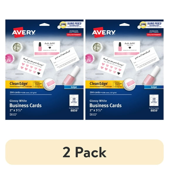Avery Clean Edge Business Cards, 2" x 3.5", Glossy, 200 (8859)
