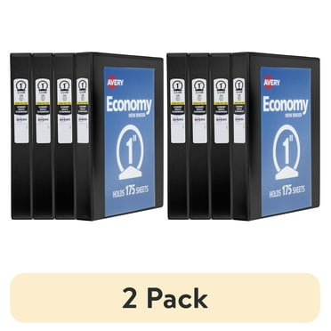(2 pack) Avery Economy View 3 Ring Binders, 1" Round Rings, 4 Black Binders