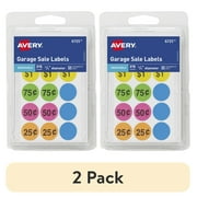 (2 pack) Avery Garage Sale Labels, Prepriced, 3/4" Round, Paper, Removable, Neon Colors, 315 Labels