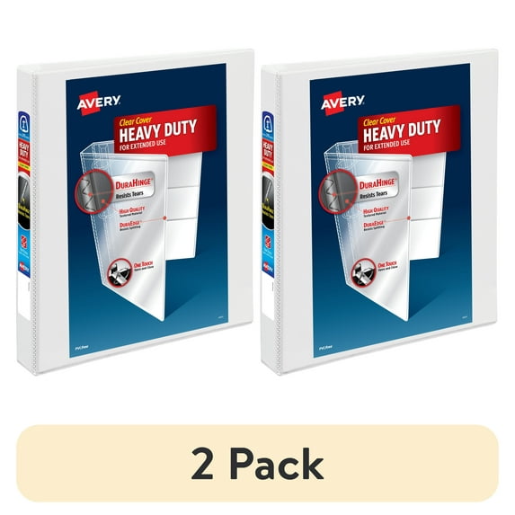 (2 pack) Avery Heavy-Duty View Binder, 1" EZD Rings, 1 White Binder (79199)