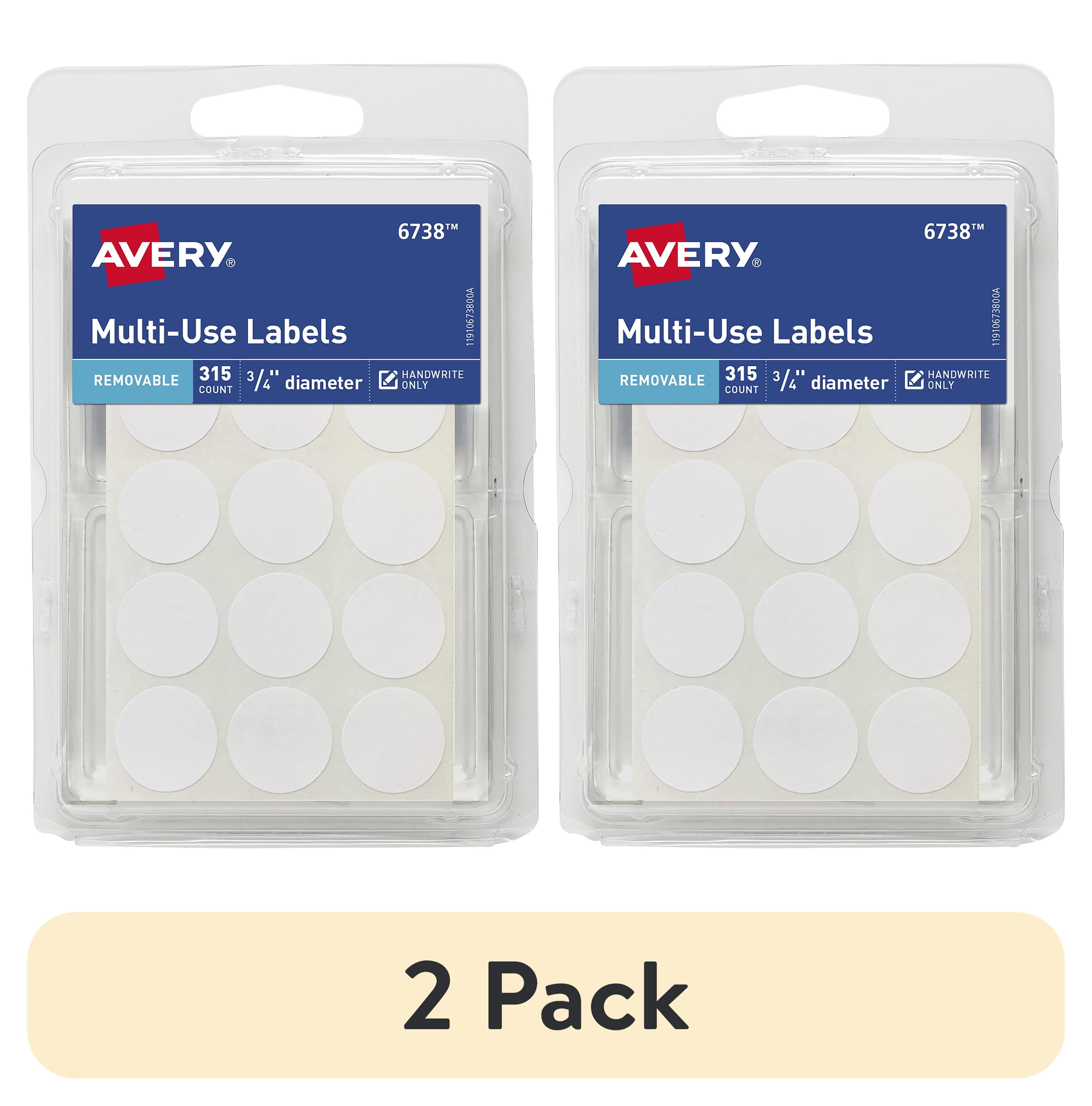 (2 pack) Avery Multi-Use Labels, 3/4" Round, Paper, Removable, White, Handwrite, 315 Labels