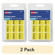 (2 pack) Avery Pricing Labels, 3/4" x 15/16", Paper, Removable, Yellow, Handwrite, 300 Labels