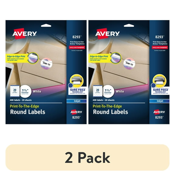 Avery Print-to-the-Edge Round Labels, Sure Feed, 400 1-1/2", Labels (8293)