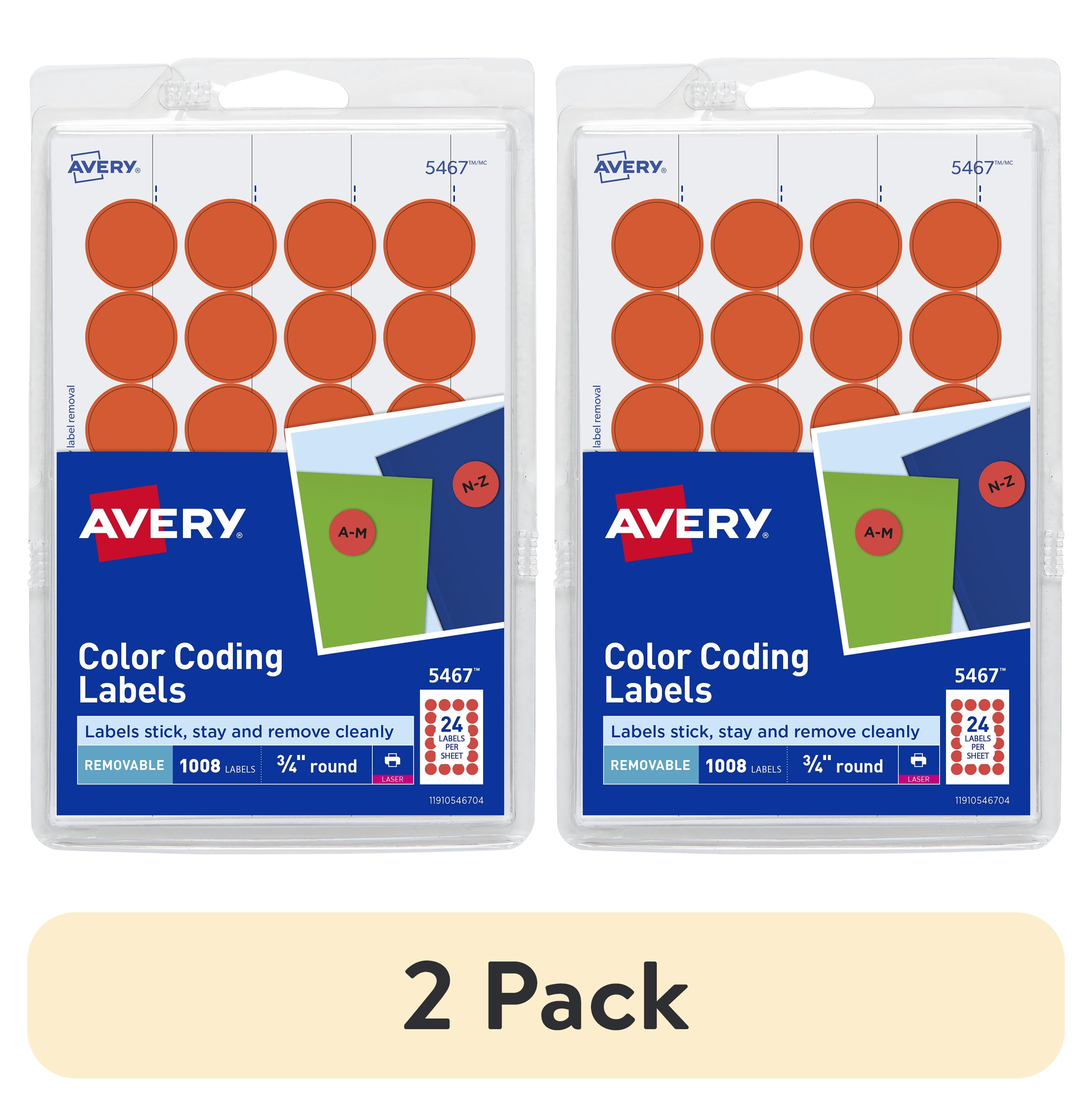 (2 pack) Avery Removable Color-Coding Labels, Removable Adhesive, Neon ...