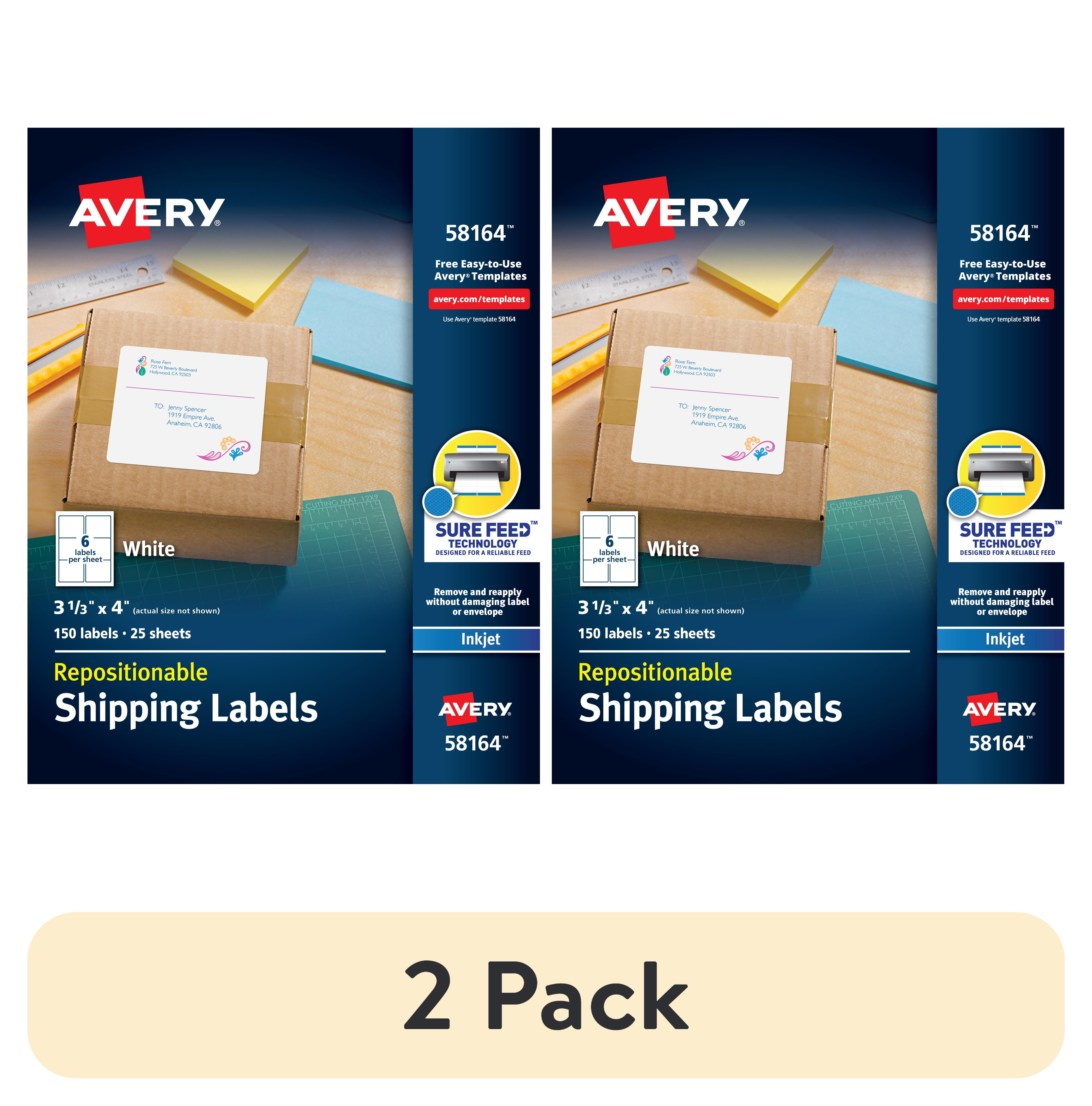 (2 pack) Avery Repositionable Labels, Sure Feed, 3-1/3