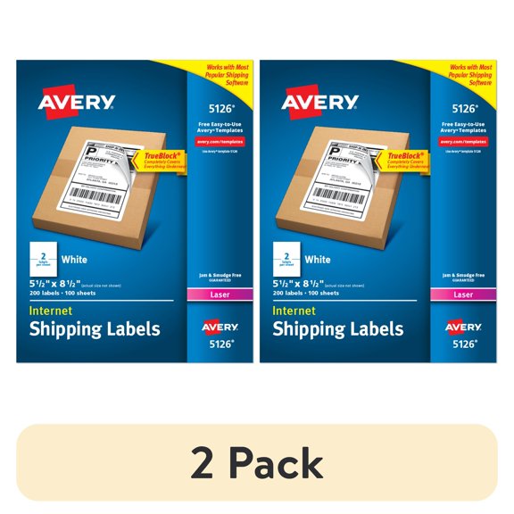 (2 pack) Avery Shipping Labels, 5.5" x 8.5", White, 200 Labels (5126)