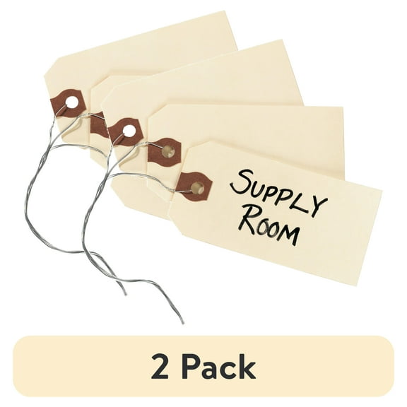Avery Shipping Tags with Wire, 11.5 pt. Stock, 3-3/4" x 1-7/8", 1,000 Manila Hang Tags (12603)