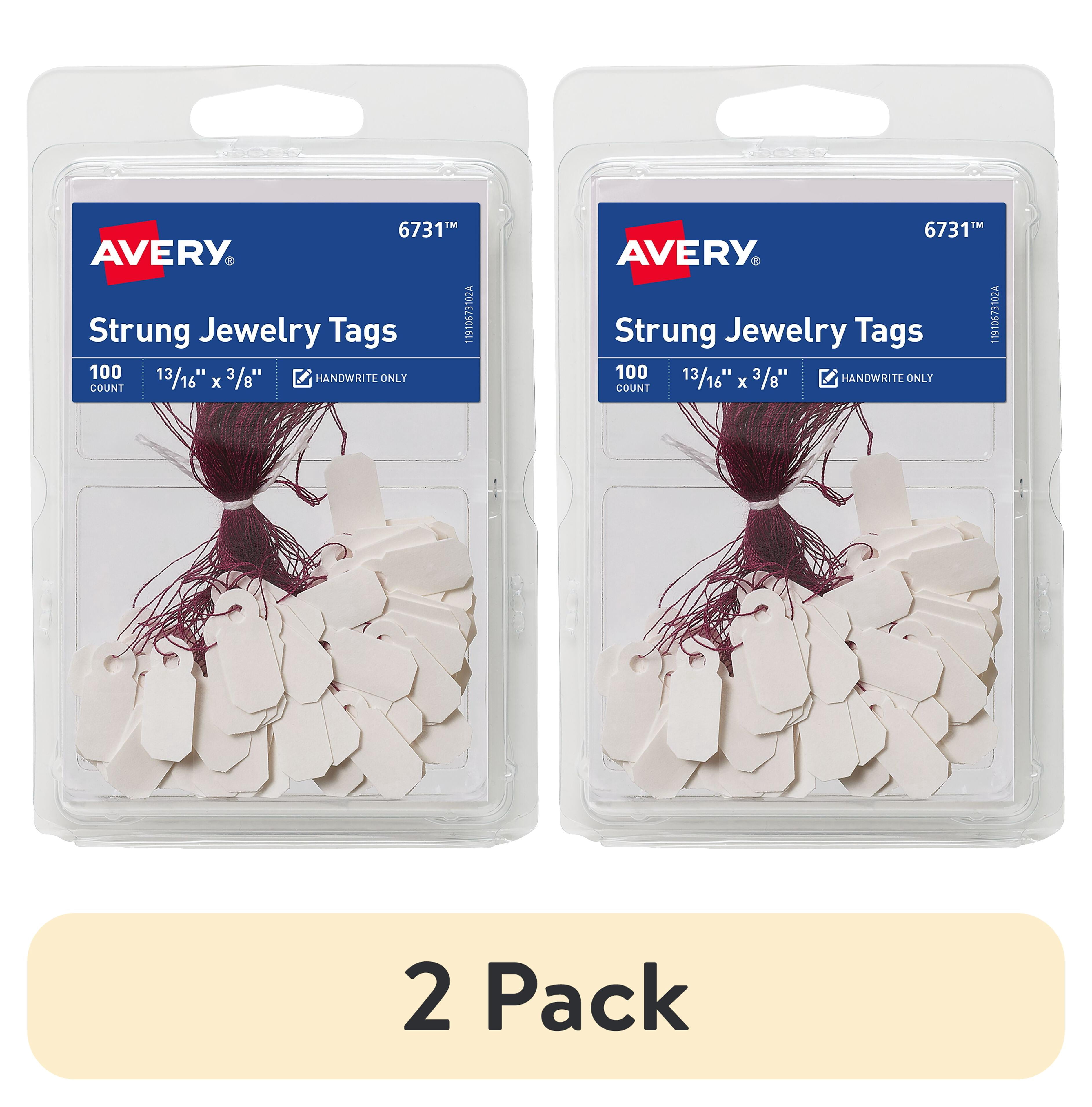 (2 pack) Avery Jewelry String Tag Labels, 13/16" x 3/8", White, 100 Count