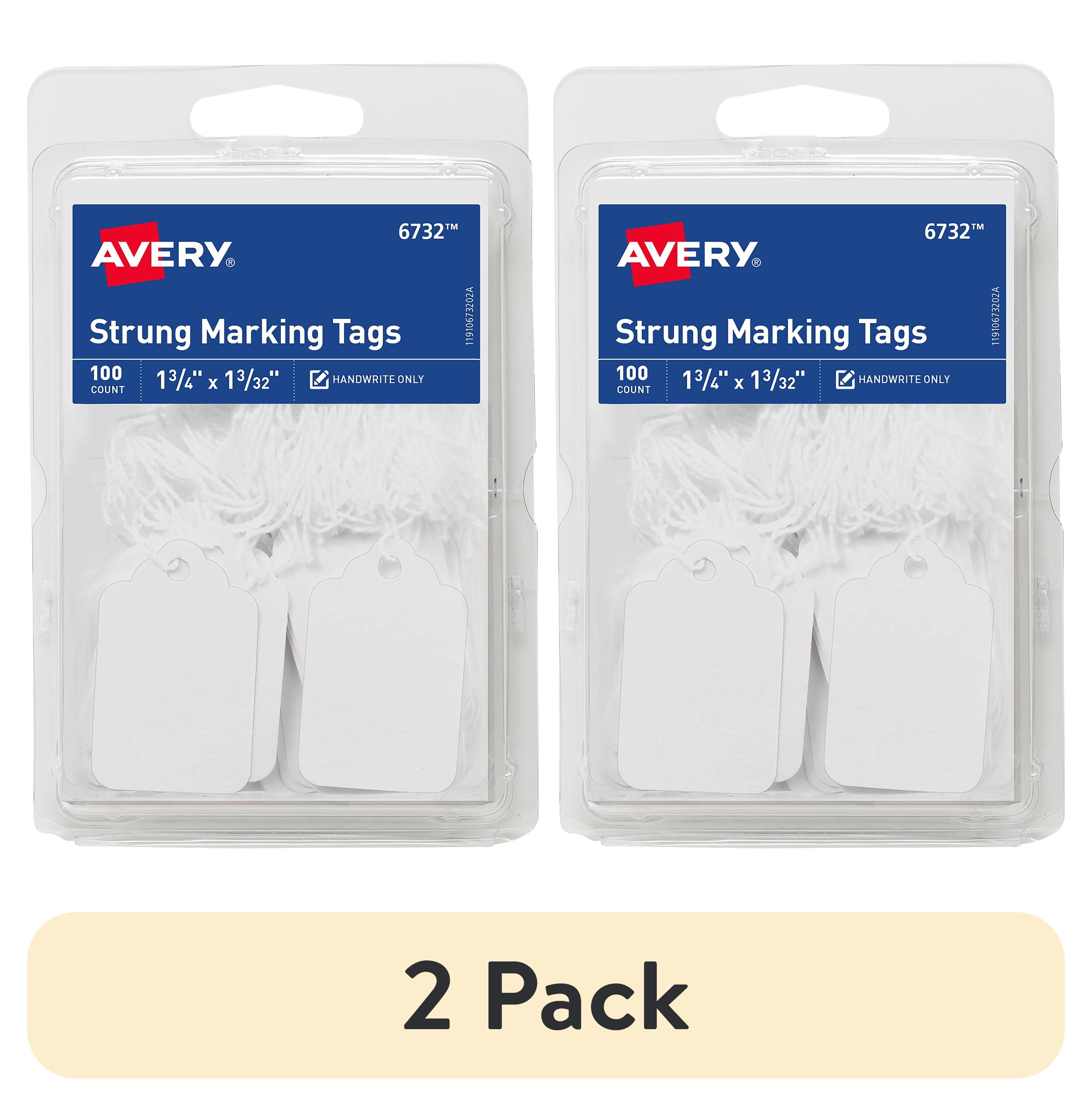 (2 pack) Avery String Tag Labels, 1-3/4" x 1-3/32", White, 100 Count