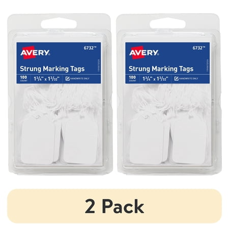 (2 pack) Avery String Tag Labels, 1-3/4" x 1-3/32", White, 100 Count