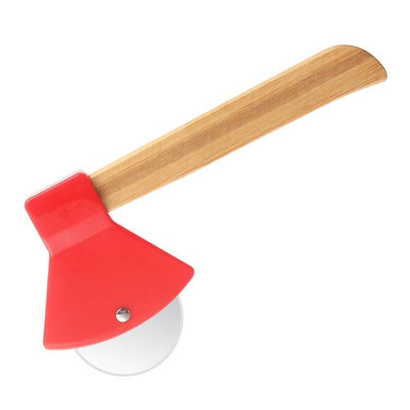 2 pack Axe Pizza Cutter - Unique Men Dad Tool , Plastic Cover for Wheel Blade Knife & Bamboo Handle - Cute Kitchen Gadgets Nonstick Stuff Slicer Accessories