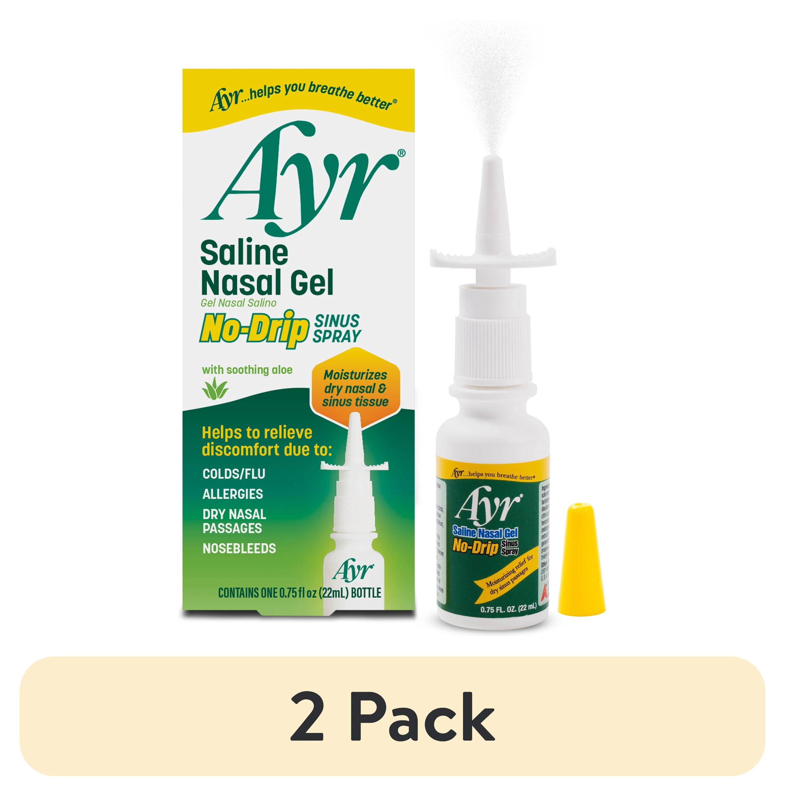 (2 pack) Ayr Saline Nasal Gel No-Drip Sinus Spray - Walmart.com