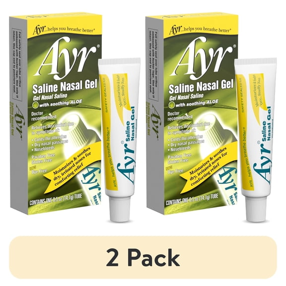 (2 pack) Ayr Saline Nasal Gel with Soothing Aloe, For Dry Noses, 0.5 oz