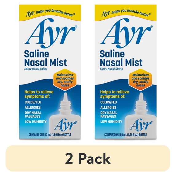 (2 pack) Ayr Saline Nasal Mist, for Daily Saline Nasal Care, 50mL